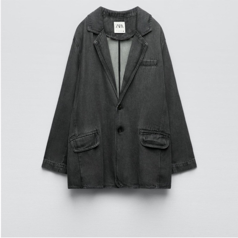 Zara Alexa Charcoal Denim Blazer